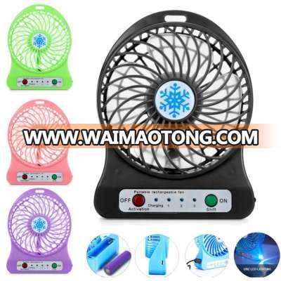 Universal Portable Rechargeable LED Light Mini USB Fan Air Cooler Desk Battery Fan for PC Laptop Computer Ventilador